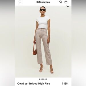 Reformation Cowboy Striped High Rise Straight Jeans